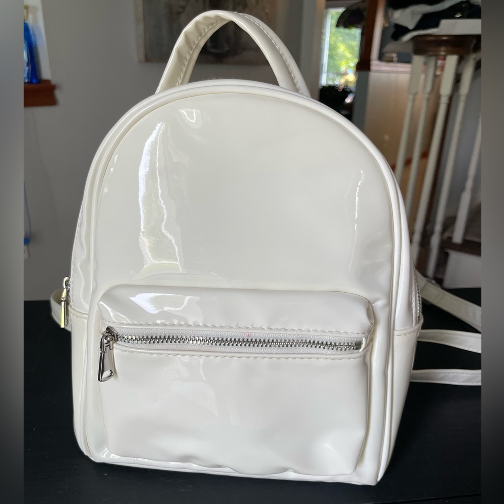 H&M Small Vinyl Backpack, White